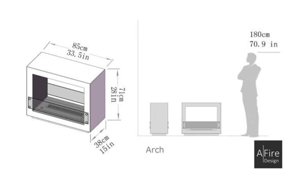 Chimenea de bioetanol electrónico ARCH (doble cara) - Imagen 2