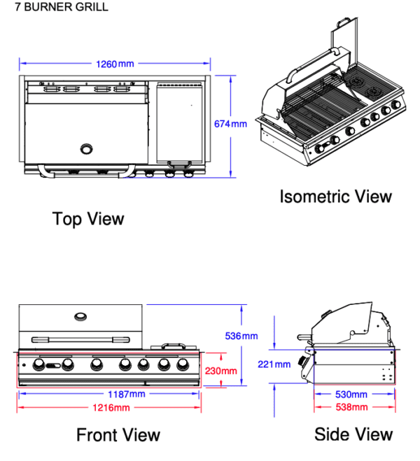 Barbacoa de gas 7 BURNER (sin carrito) - Imagen 3